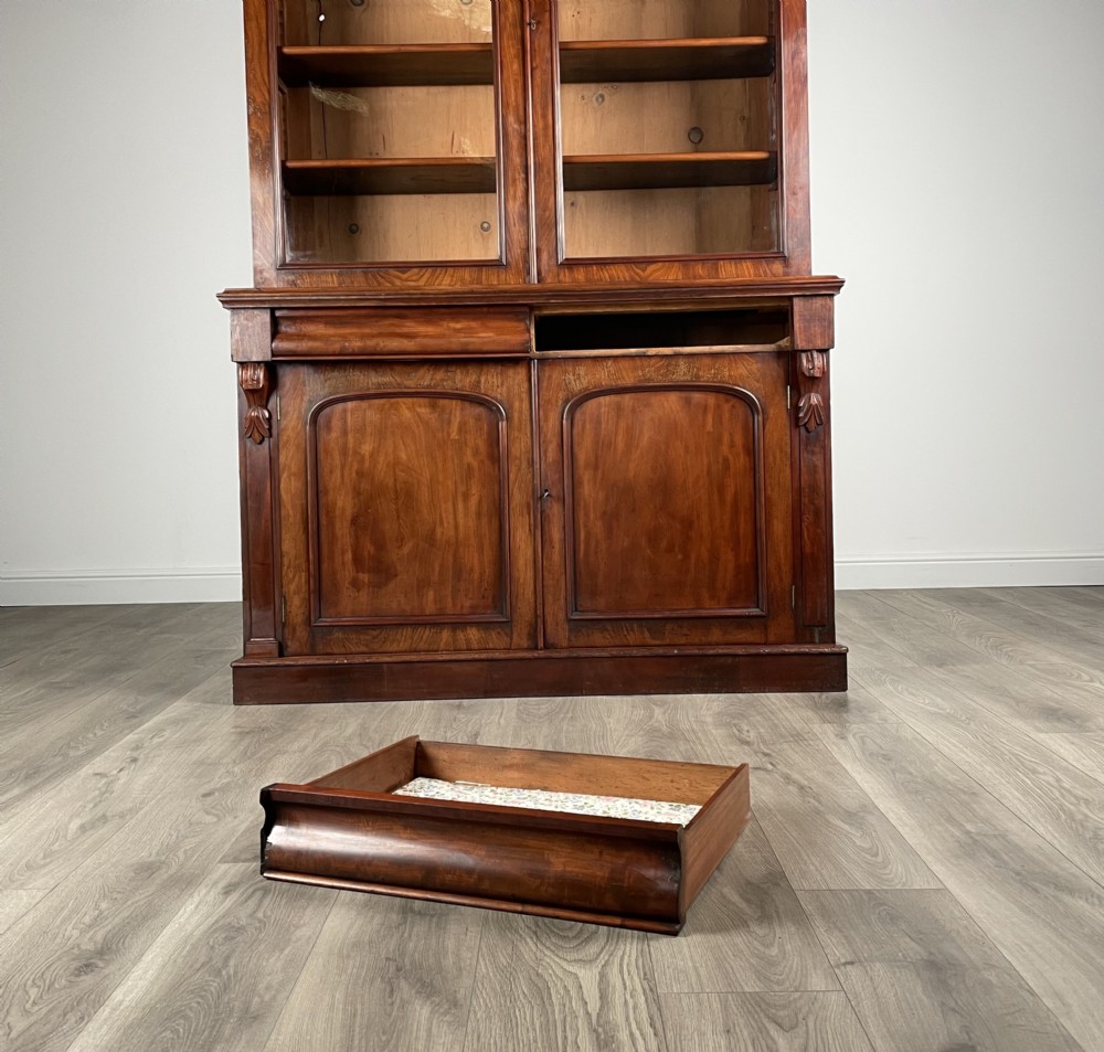 Antique 19th Century Bookcase On Cupboard In Mahogany View III