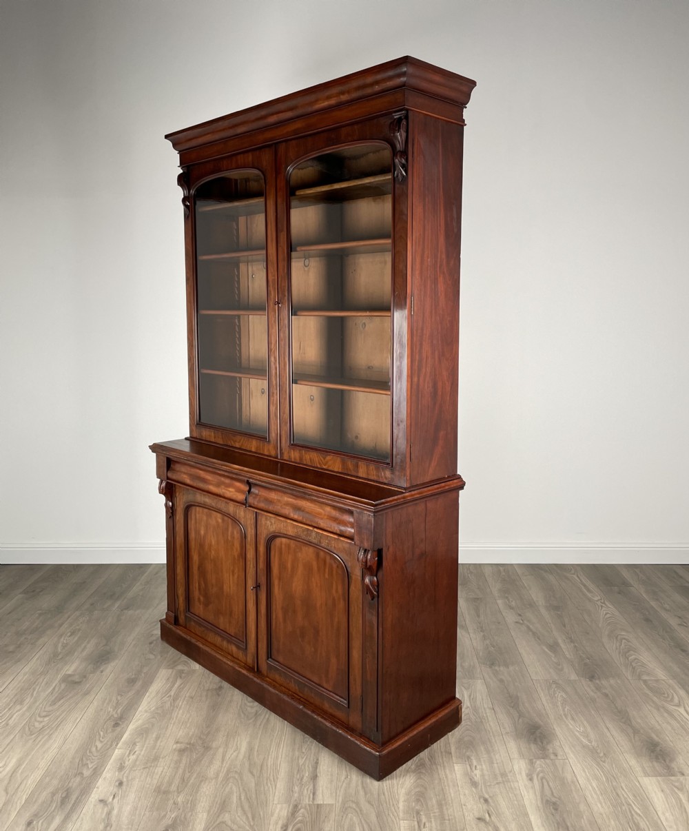 Antique 19th Century Bookcase On Cupboard In Mahogany View V