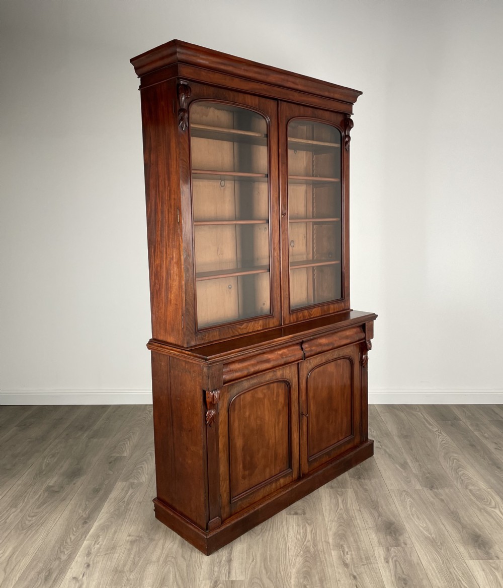Antique 19th Century Bookcase On Cupboard In Mahogany View VII