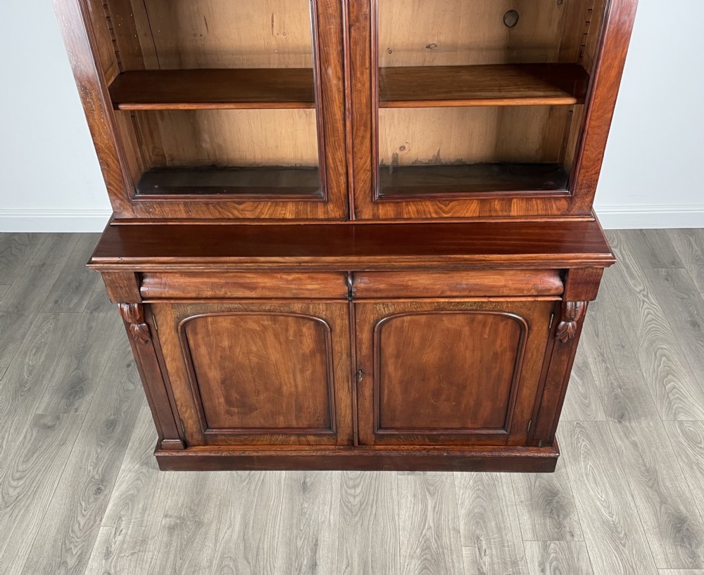 Antique 19th Century Bookcase On Cupboard In Mahogany View VIII