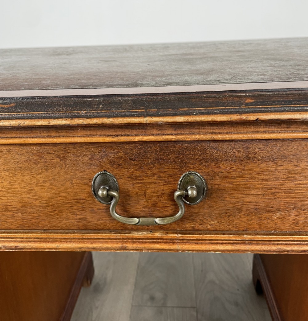 Antique Edwardian Pedestal Desk In Mahogany  View IX