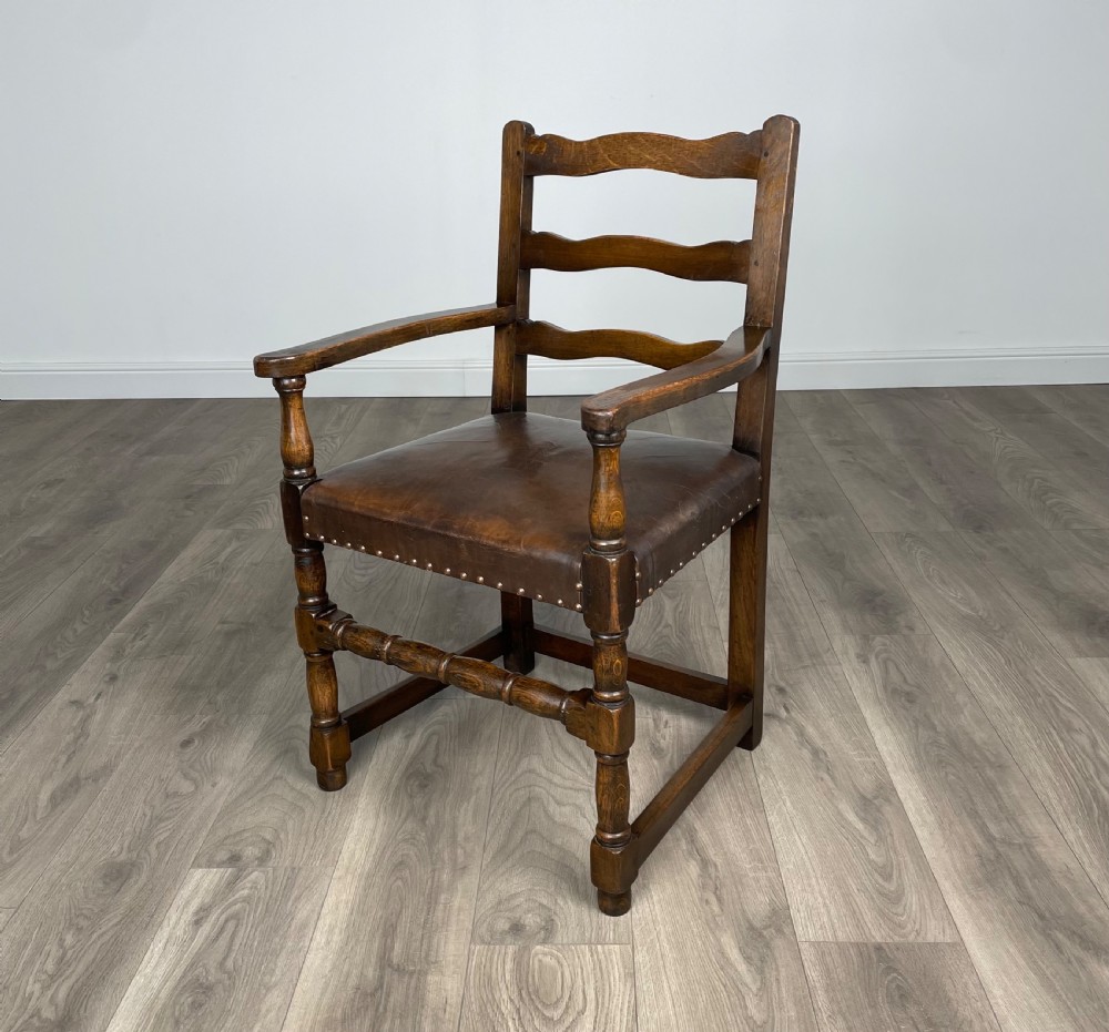 Antique Set Of 6 Edwardian Dining Chairs In Oak View VII