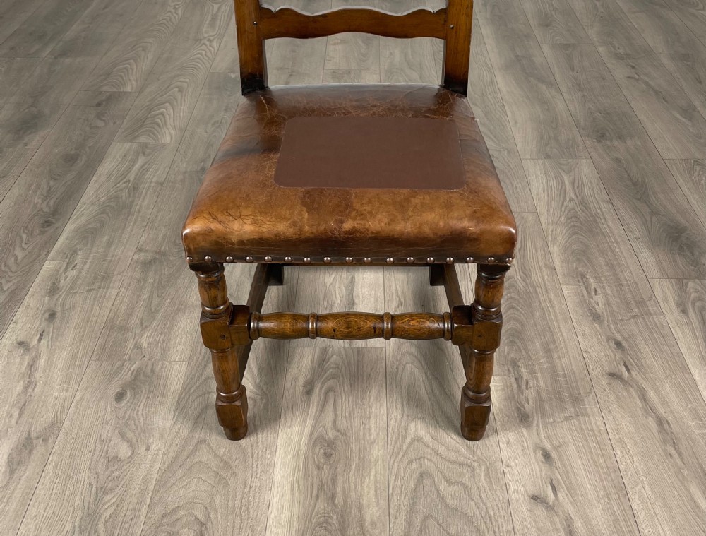 Antique Set Of 6 Edwardian Dining Chairs In Oak View XI
