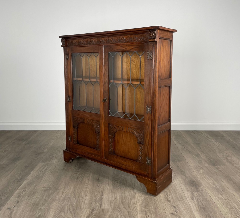 Antique Edwardian Display Cabinet In Oak View IV