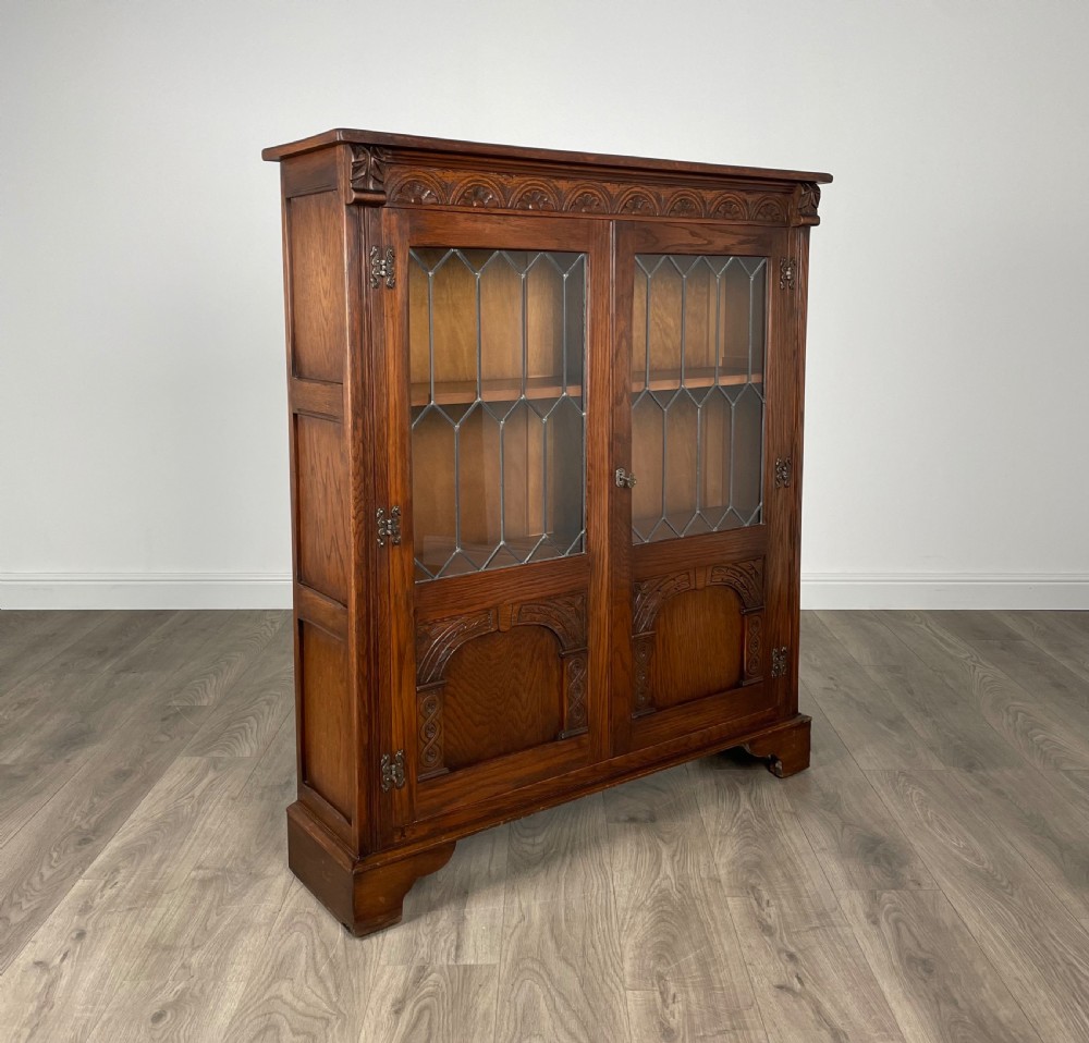 Antique Edwardian Display Cabinet In Oak View VI