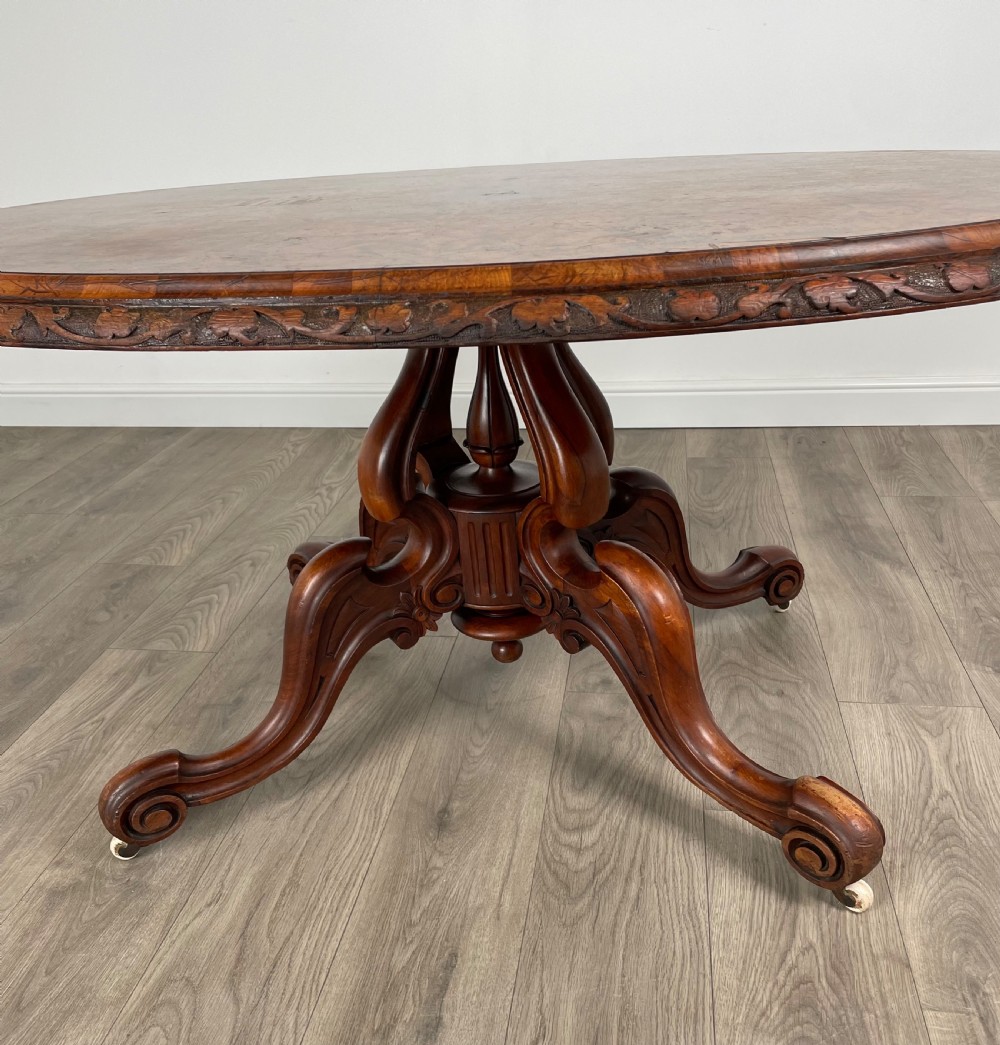 Antique 19th Century Centre Table In Burr Walnut View III