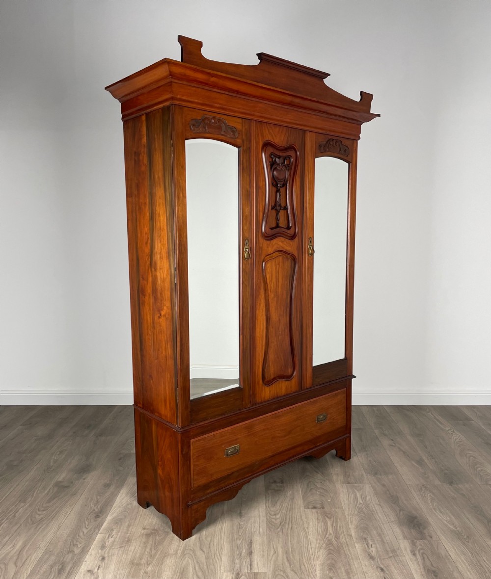 Antique 20th Century Wardrobe In Walnut View VII