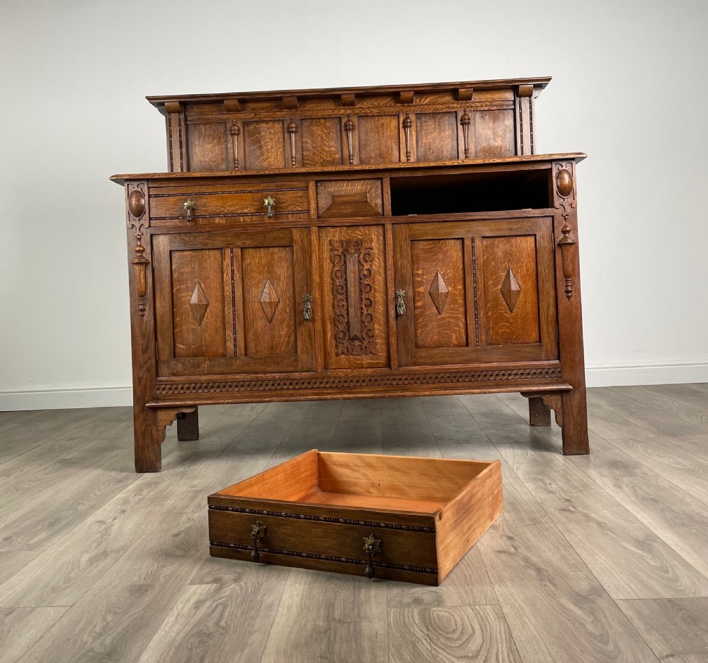 Antique 20th Century Sideboard In Oak View III