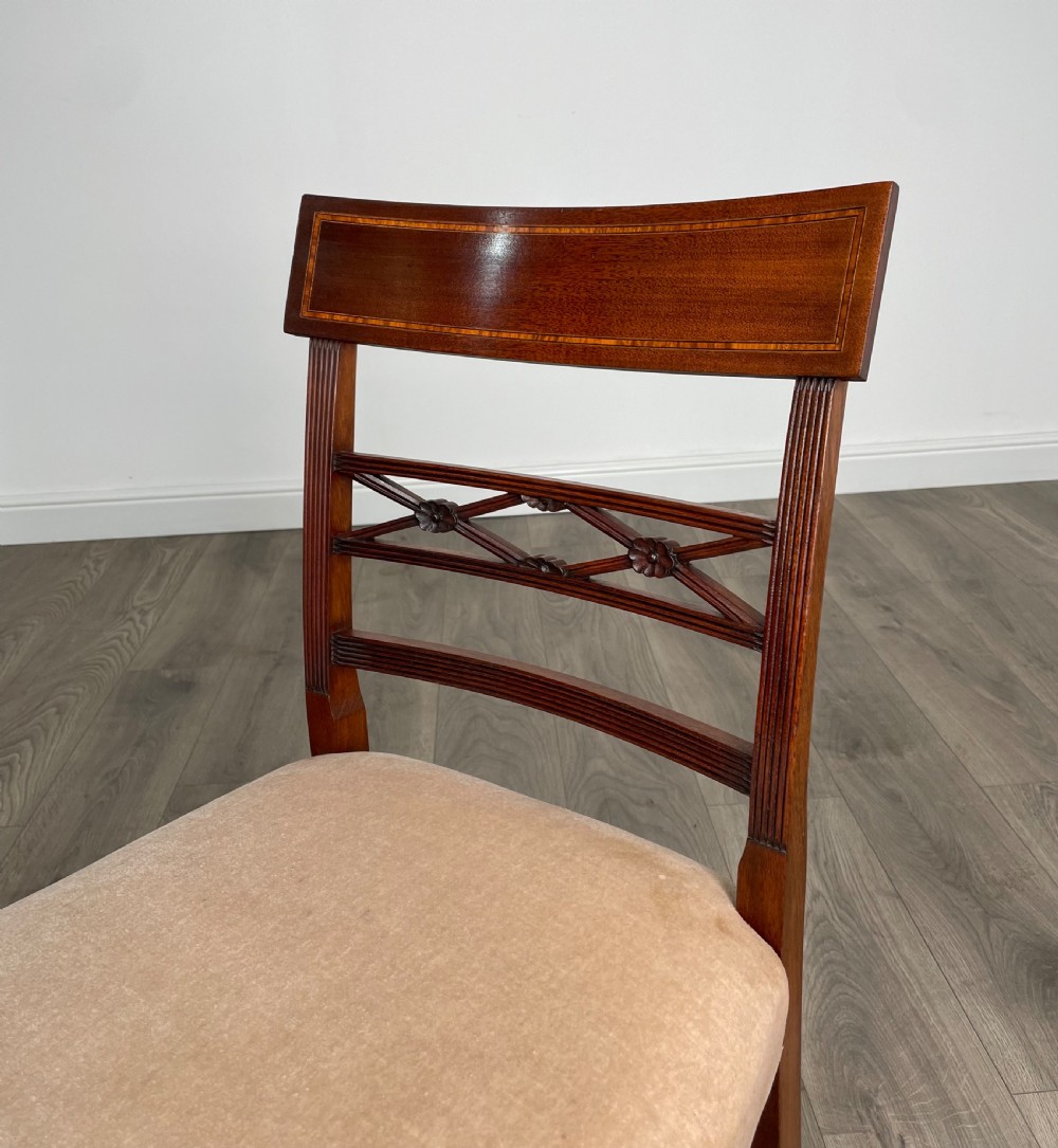 Antique 20th Century Set Of 8 Inlaid Dining Chairs In Mahogany View IV