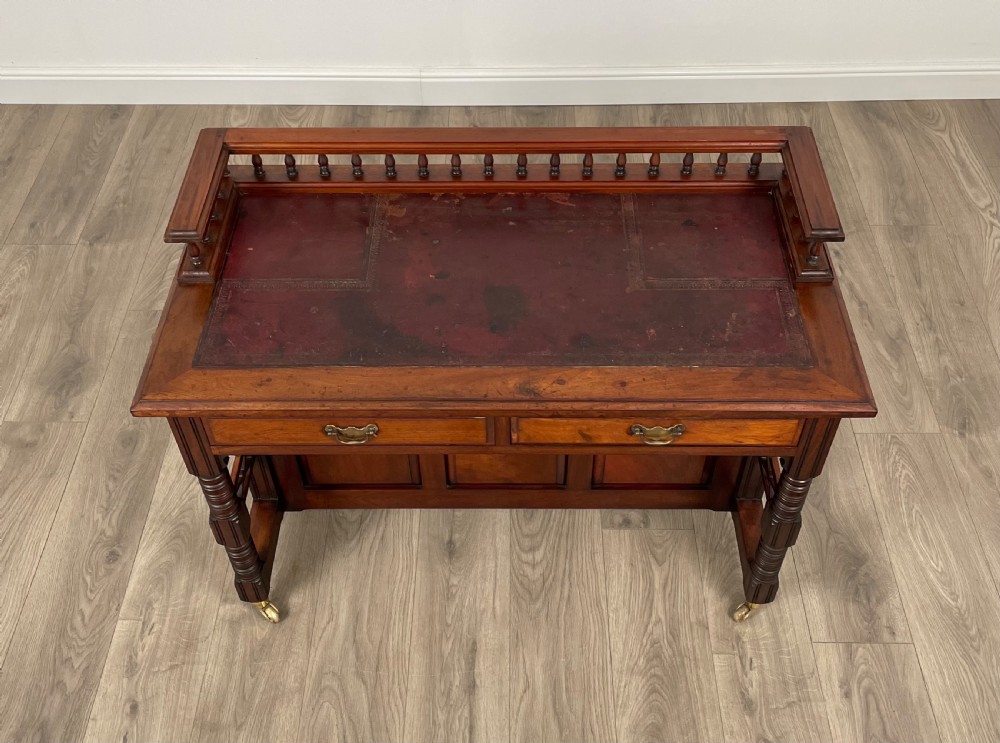 Antique Edwardian Leather Top Desk In Mahogany View IV