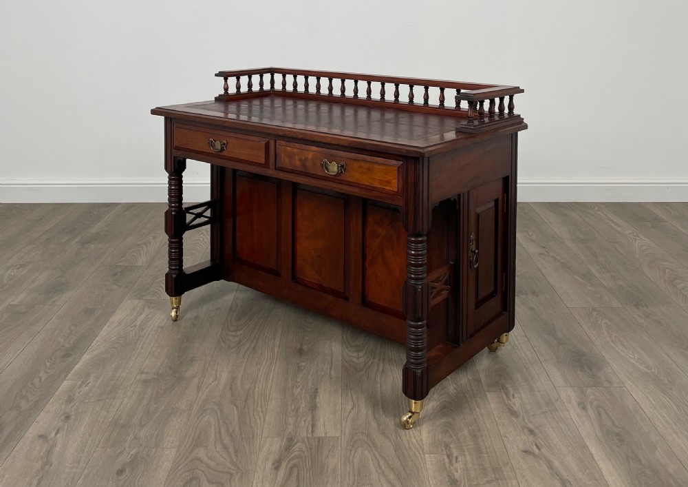 Antique Edwardian Leather Top Desk In Mahogany View V