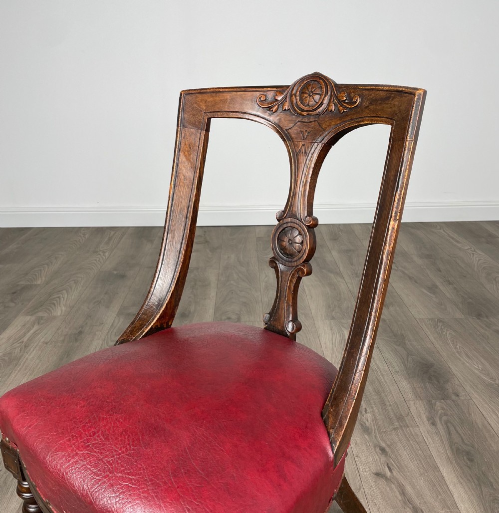 Antique Set Of 6 Edwardian Dining Chairs In Oak View III