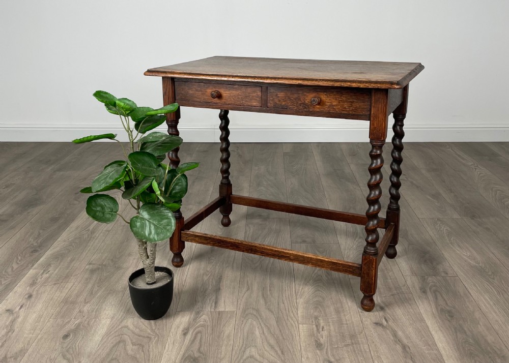 Antique 20th Century Oak Barley Twist Side Table