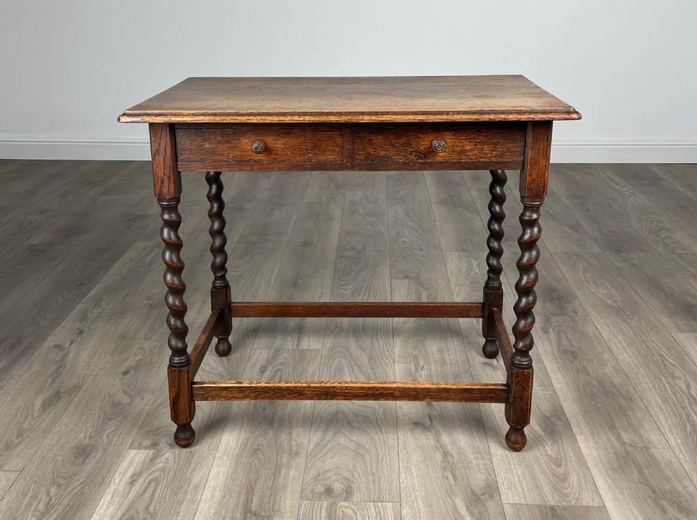 Antique 20th Century Oak Barley Twist Side Table View II