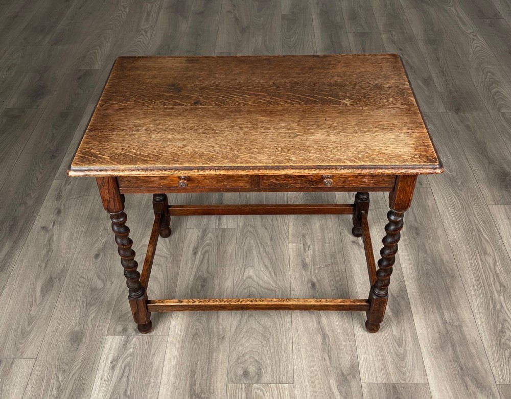 Antique 20th Century Oak Barley Twist Side Table View III