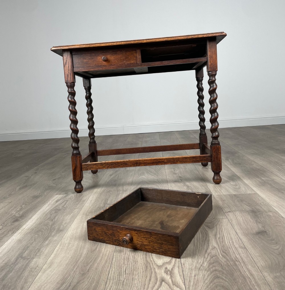 Antique 20th Century Oak Barley Twist Side Table View IV