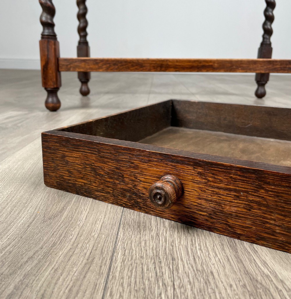 Antique 20th Century Oak Barley Twist Side Table View V
