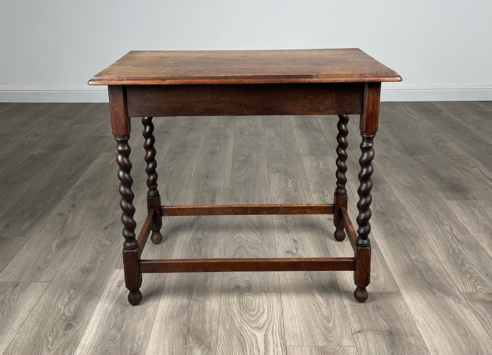 Antique 20th Century Oak Barley Twist Side Table View VI