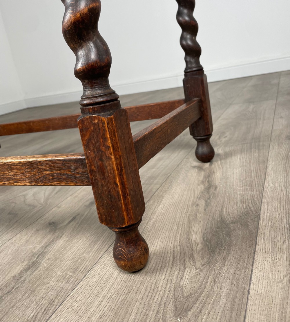 Antique 20th Century Oak Barley Twist Side Table View VII