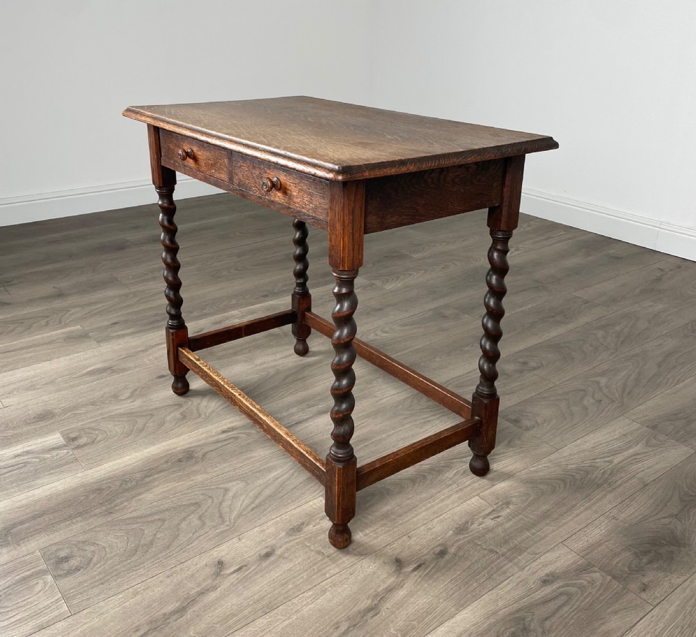 Antique 20th Century Oak Barley Twist Side Table View IX