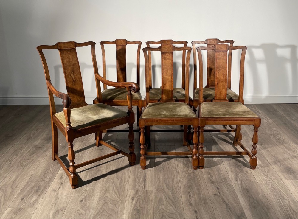 Antique 19th Century Set Of 6 Dining Chairs In Walnut