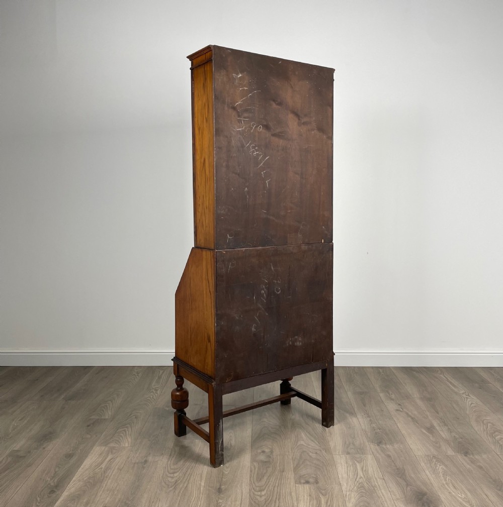 Antique Edwardian Bureau Bookcase In Oak View VI