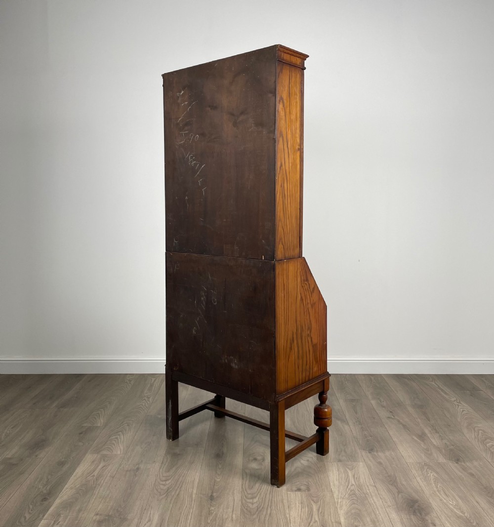 Antique Edwardian Bureau Bookcase In Oak View VIII