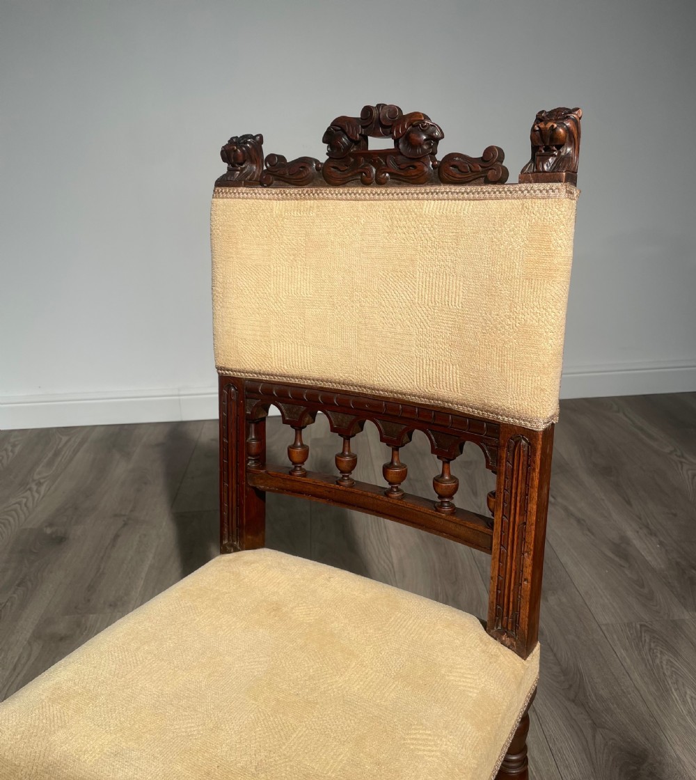 Antique Set Of 4 Carved Victorian Dining Chairs In Walnut View III