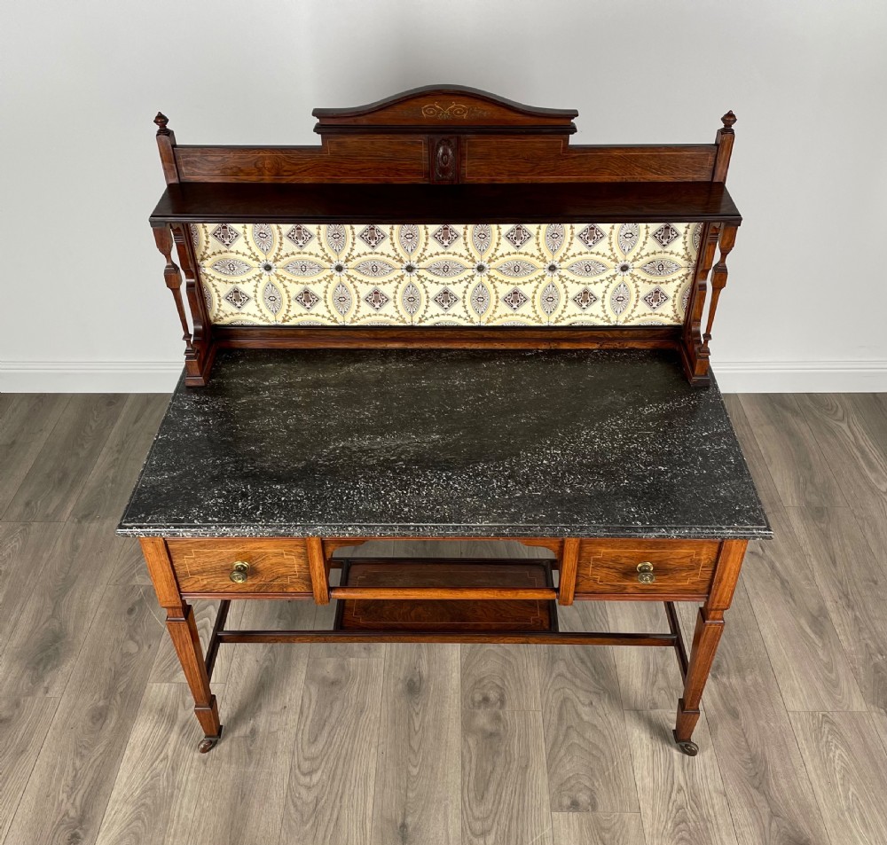 Antique 19th Century Marble Top Washstand In Rosewood View II