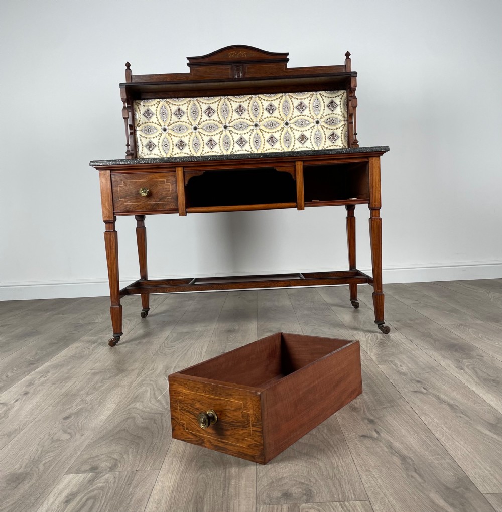 Antique 19th Century Marble Top Washstand In Rosewood View III