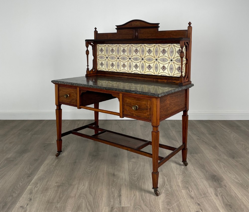 Antique 19th Century Marble Top Washstand In Rosewood View VI