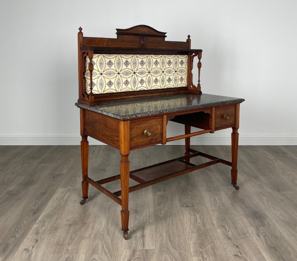 Antique 19th Century Marble Top Washstand In Rosewood View VIII