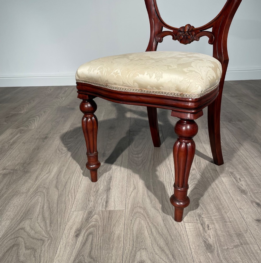 Antique Set Of 10 Victorian Style Balloon Back Dining Chairs In Mahogany View V