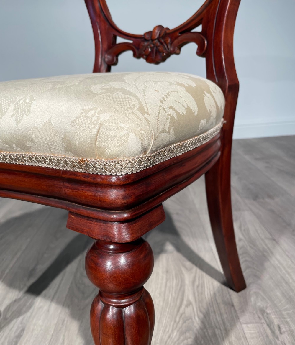 Antique Set Of 10 Victorian Style Balloon Back Dining Chairs In Mahogany View VI