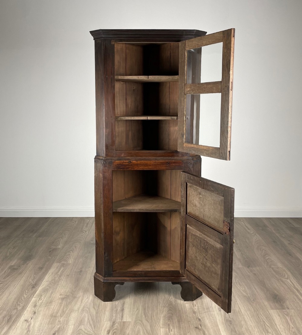 Antique 18th Century Corner Cupboard In Oak View III