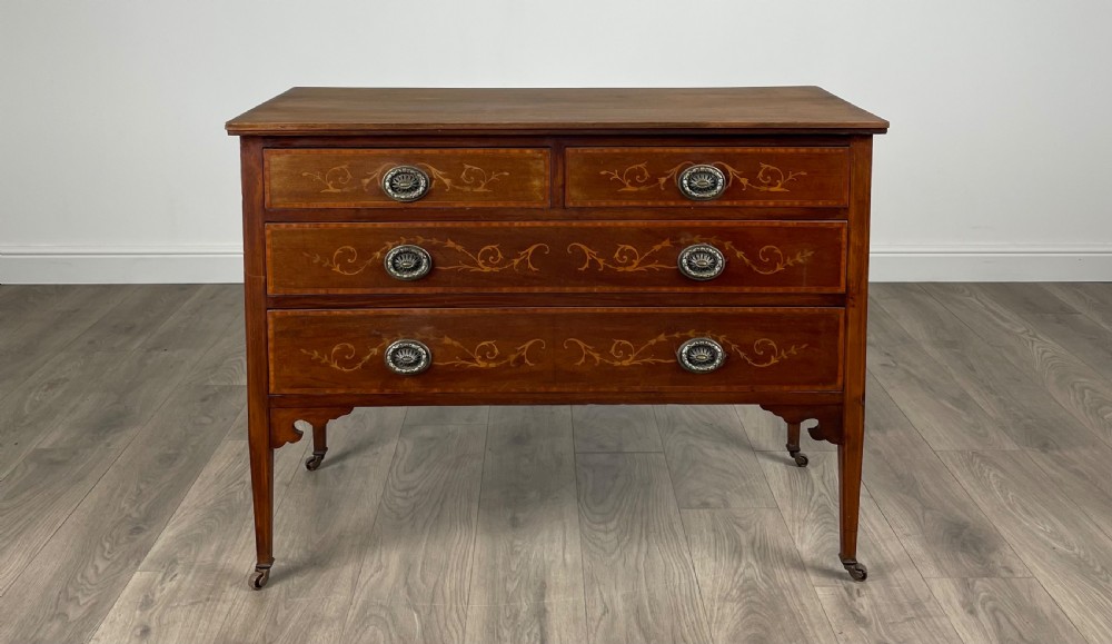 Antique 19th Century Inlaid Chest Of Drawers In Mahogany View II