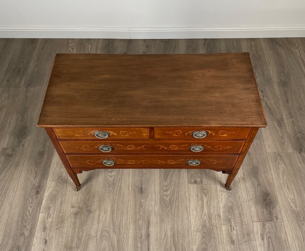 Antique 19th Century Inlaid Chest Of Drawers In Mahogany View VI
