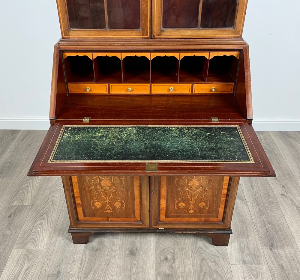 Antique 19th Century Inlaid Bureau Bookcase In Mahogany View XVIII