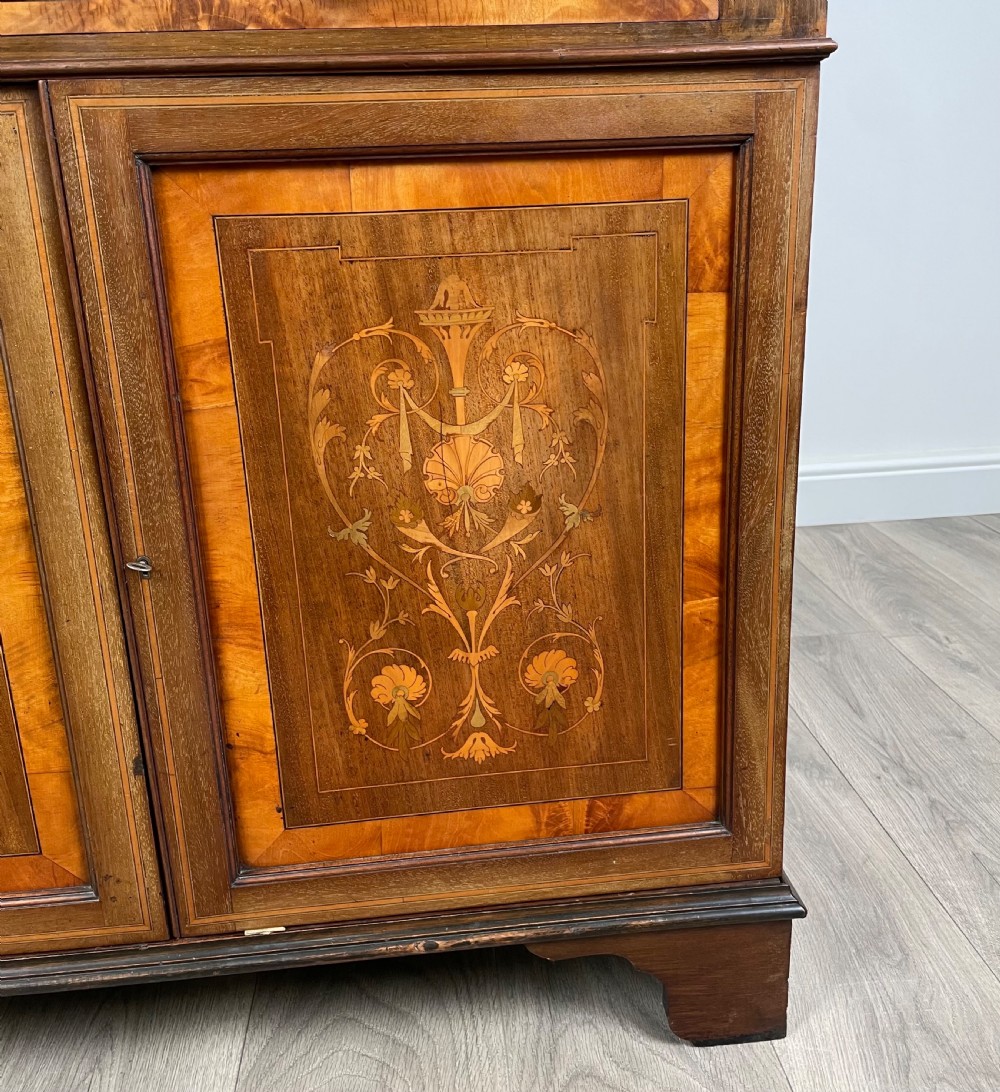 Antique 19th Century Inlaid Bureau Bookcase In Mahogany View XIX