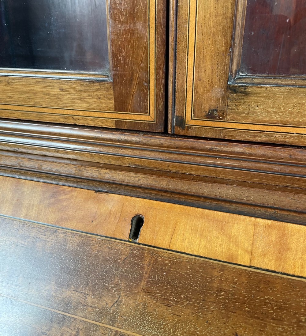 Antique 19th Century Inlaid Bureau Bookcase In Mahogany View XX