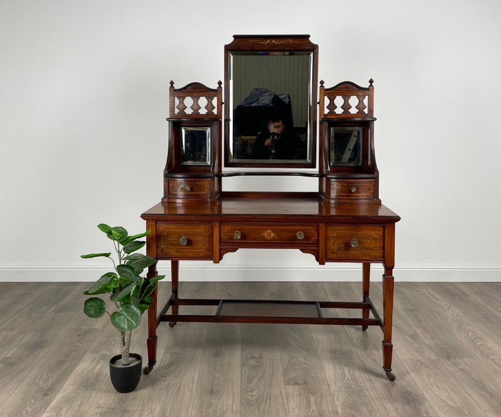 Antique 19th Century Inlaid Rosewood Dressing Table