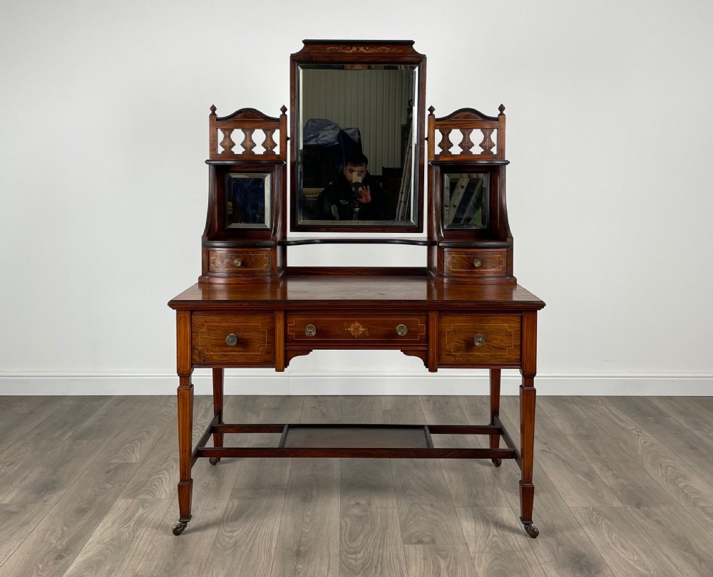 Antique 19th Century Inlaid Rosewood Dressing Table View II