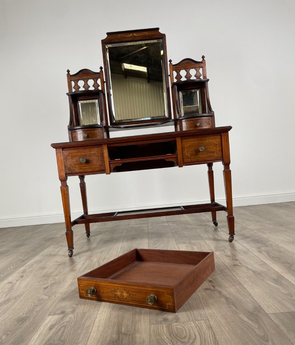 Antique 19th Century Inlaid Rosewood Dressing Table View III