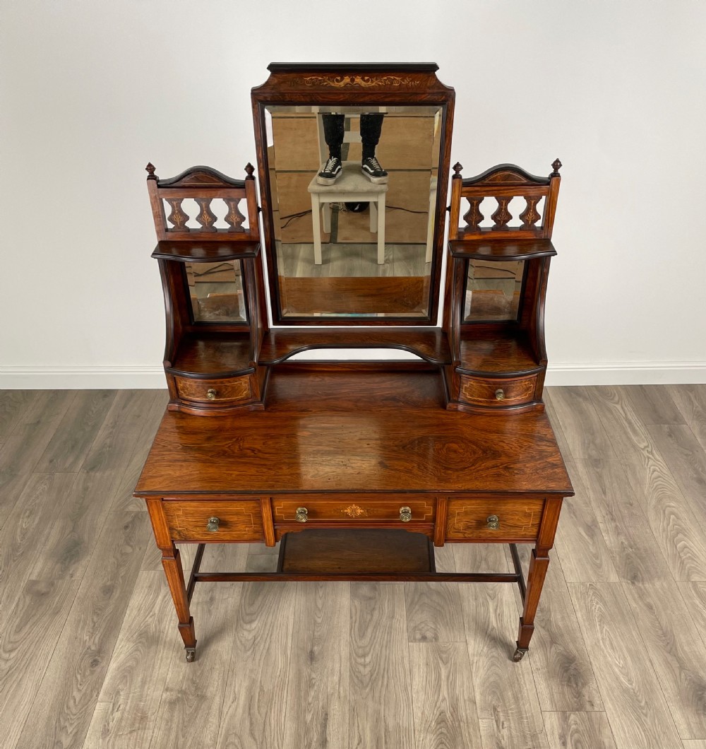 Antique 19th Century Inlaid Rosewood Dressing Table View V