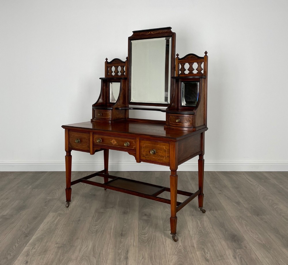 Antique 19th Century Inlaid Rosewood Dressing Table View VIII