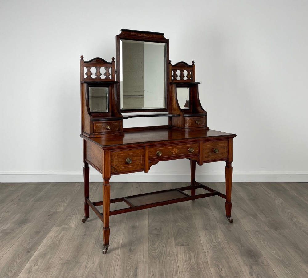 Antique 19th Century Inlaid Rosewood Dressing Table View X
