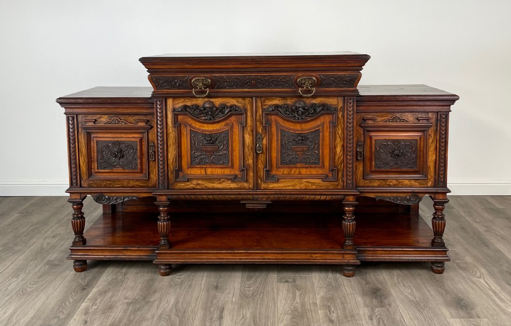 Antique 19th Century Sideboard In Olive Wood
