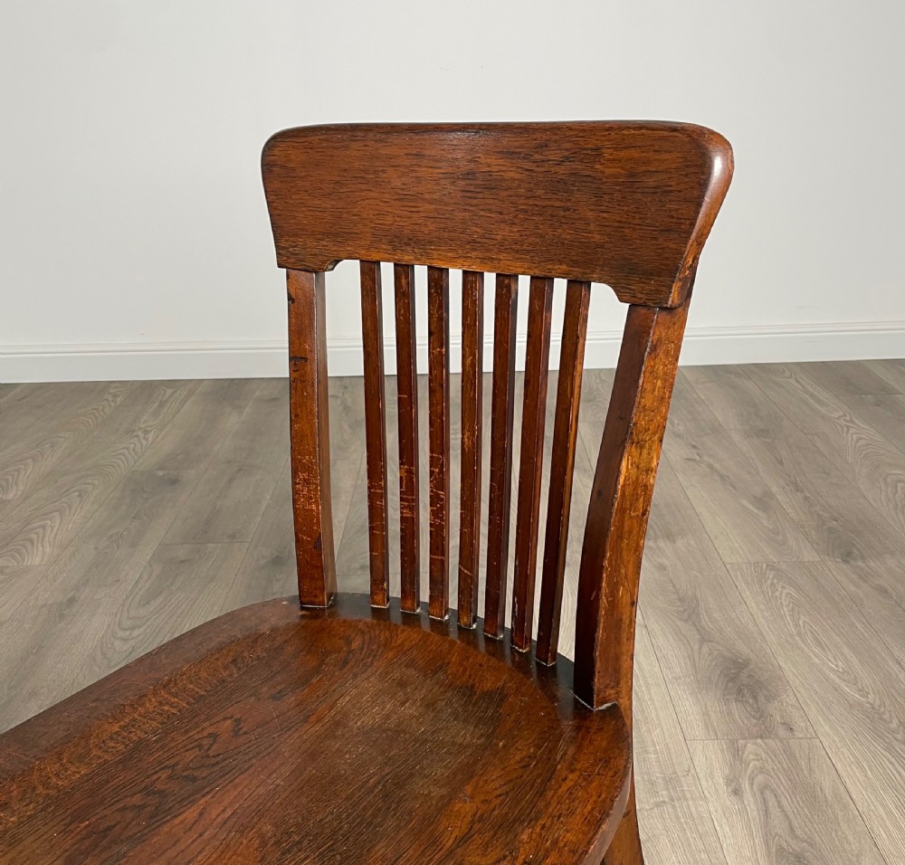 Antique Edwardian Desk Chair / Office Chair In Oak View III