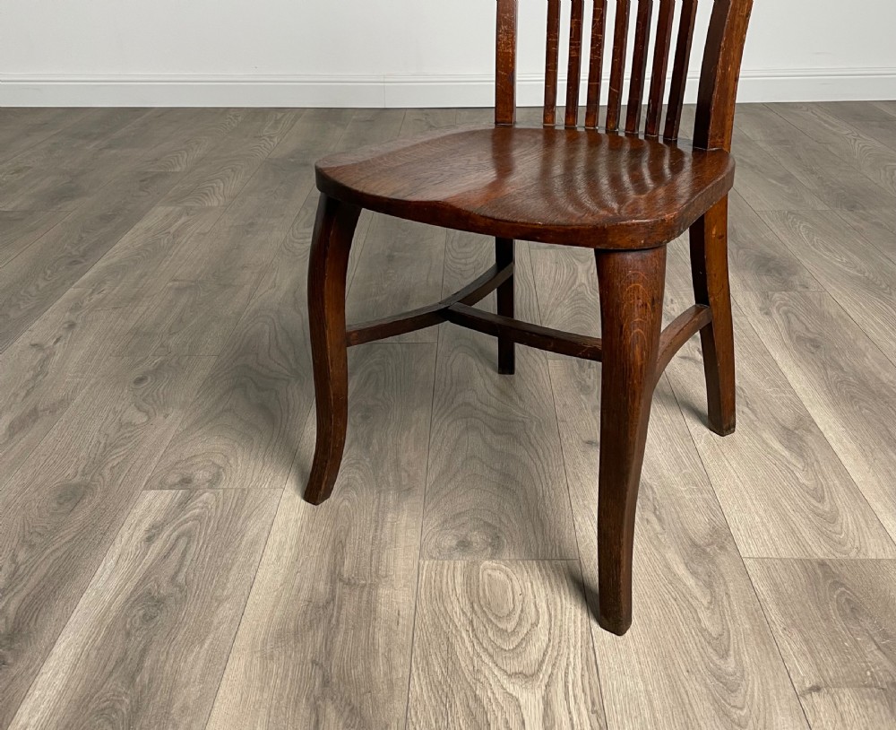 Antique Edwardian Desk Chair / Office Chair In Oak View IV