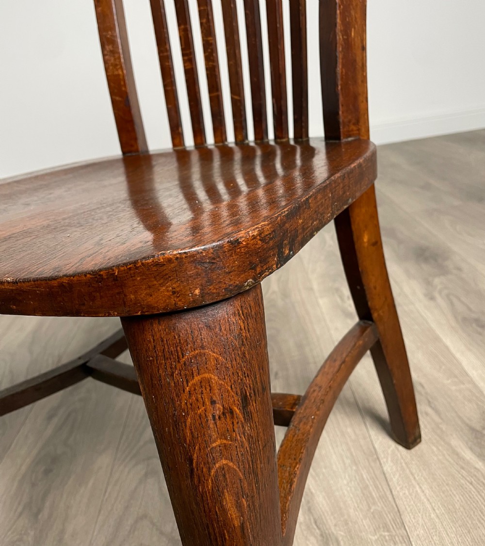 Antique Edwardian Desk Chair / Office Chair In Oak View V